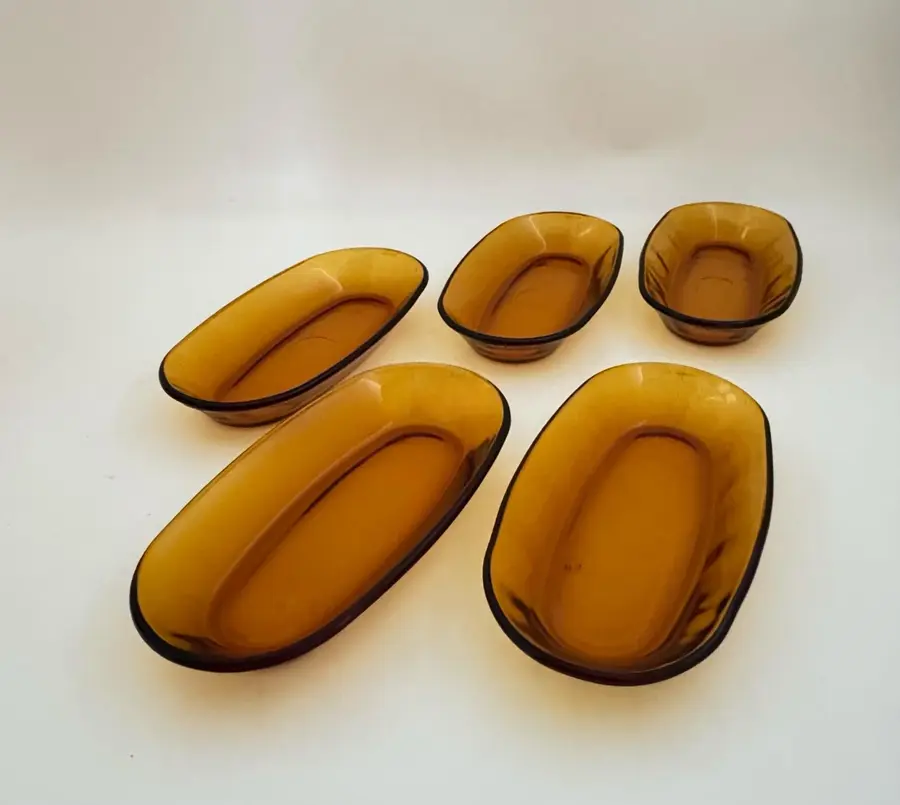 צלוחיות אובליות זכוכית בצבע ענבר DURALEX