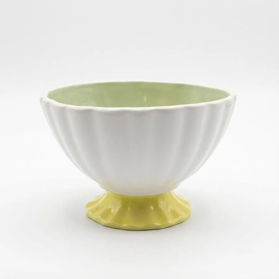 קערית על רגל מעוצבת רגל בצבע צהוב