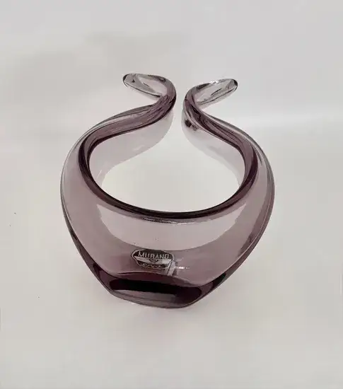 קערה מעוצבת זכוכית "מורנו " צבע חציל