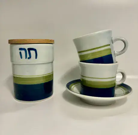 ספל וצלחת - קרמיקה ישראלית "לפיד" - דגם כנרת