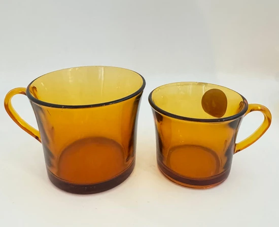 ​ספל לאספרסו וצלחת זכוכית בצבע ענבר DURALEX