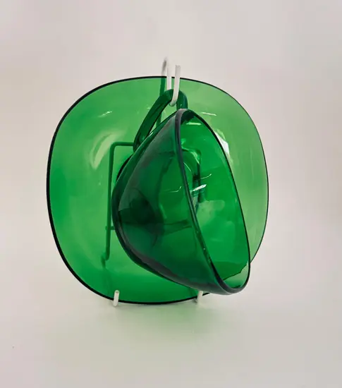 ספל וצלחת 250 מ"ל זכוכית בצבע ירוק