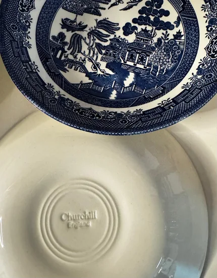 צלחת מרק קוטר 20ס"מ חרס בגוונים כחול