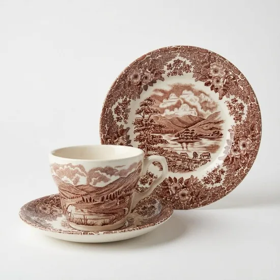 סט טריו מחרס אנגלי בצבע חום