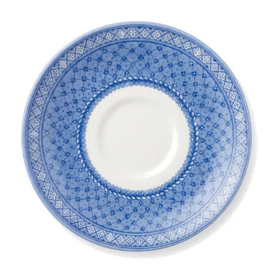 ספל וצלחת מחרס אנגלי בצבע כחול לבן