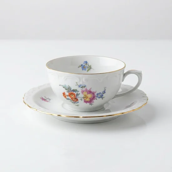 סט בודד ספל וצלחת מפורצלן