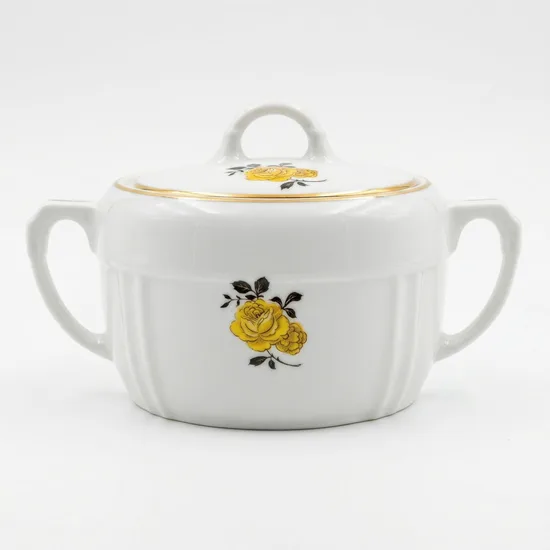 כלי לסוכר מפורצלן חלק מסרוויס שושנה צהובה