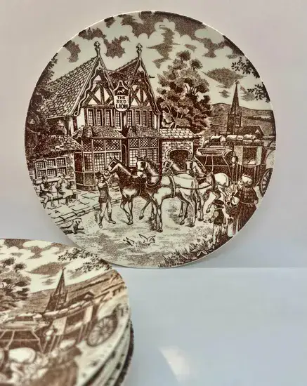 צלחת פורצלן מגוונים חומים קוטר 21 ס"מ