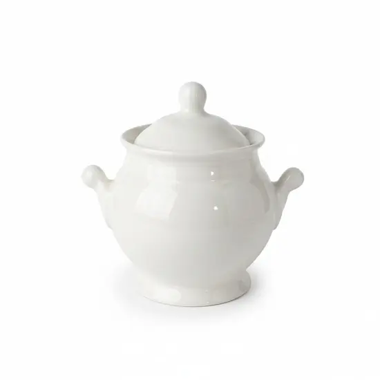 צנצנת קרמיקה עם מכסה בעבודת יד ונפח של 600 מ"ל , בצבע לבן