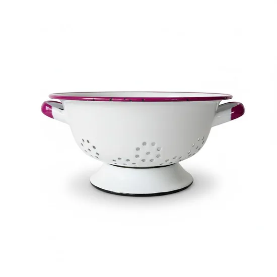 מסננת אמייל בצבע לבן ופס אדום