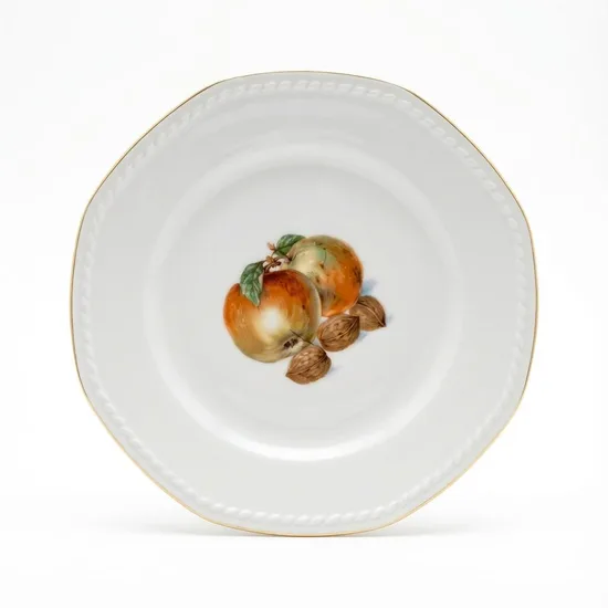 צלחת עוגה - ציור תפוחים מפורצלן