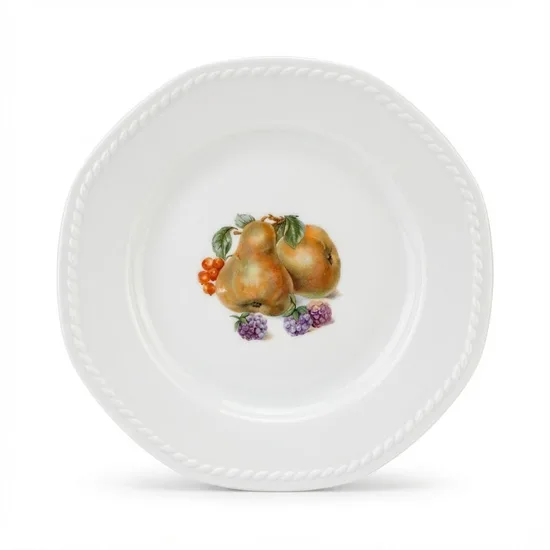 צלחת יחידה לעוגה - ציור אגס מפורצלן