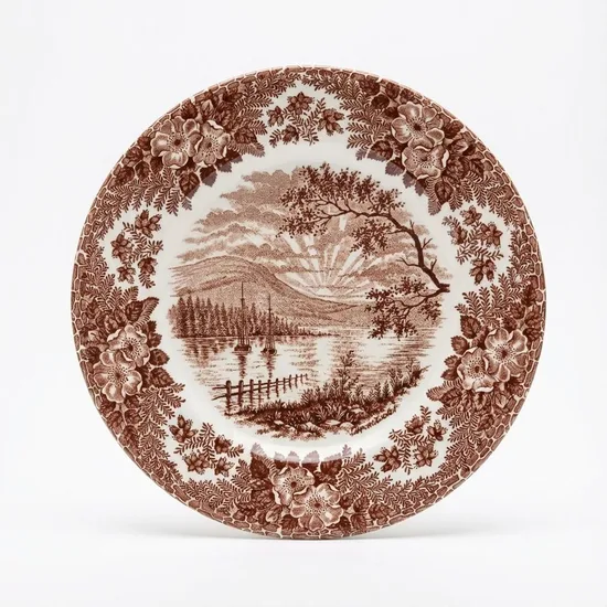 צלחת מנה עיקרית קוטר 24.5 ס"מ חרס בגוונים חומים