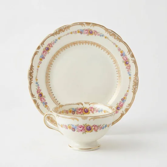 סט בודד ספל וצלחת עוגה מפורצלן