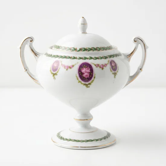 כלי לסוכר על רגל מפורצלן